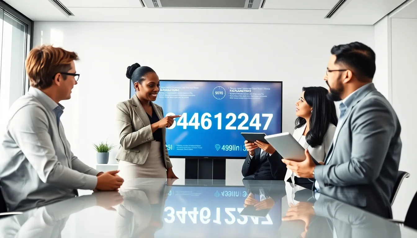diverse team discussing a digital identifier in a modern office.